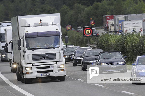 Traffic jam after a road accident on a freeway Altingen Baden-Wuerttemberg Germany Europe