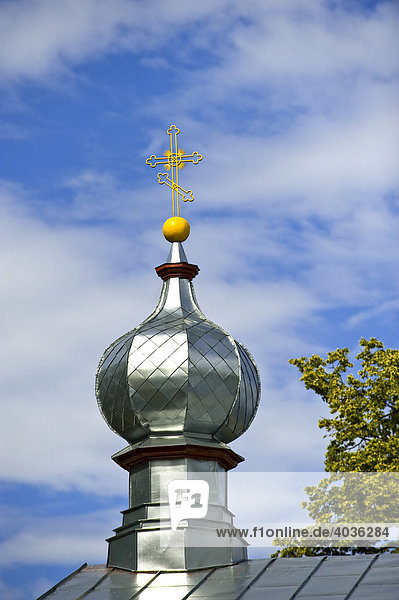 Onion dome of the Orthodox church, Kasepaeae, Lake Peipus, Peipsi jaerv ...