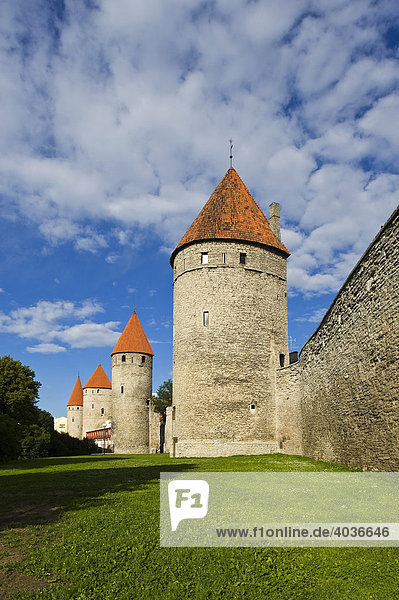 Town wall  towers  Tallinn  Estonia  Baltic States  North-East Europe