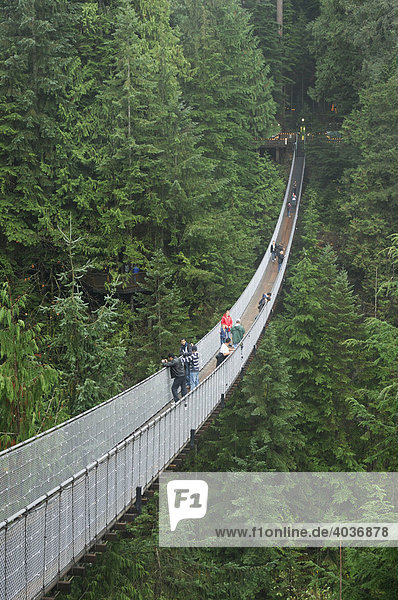 The Capilano Suspension Bridge  tourist attraction  Vancouver  British Columbia  Canada  North America