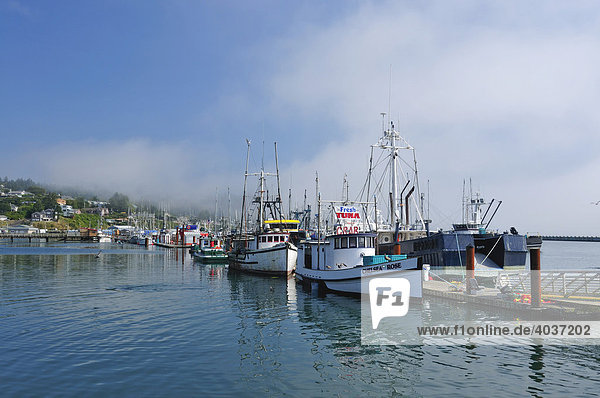Newport harbour  Yaquina Bay  Lincoln County  Oregon  USA