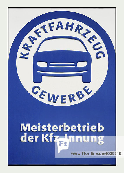Schild, Kraftfahrzeug Gewerbe Meisterbertrieb der Kfz-Innung