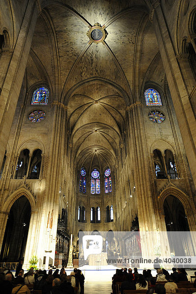 Interior view of Notre Dame de Paris  Paris  France  Europe
