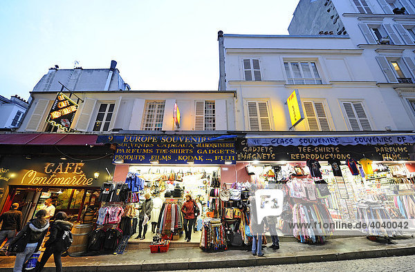 Souvenir shops  tourism in the Montmartre district  Paris  France  Europe