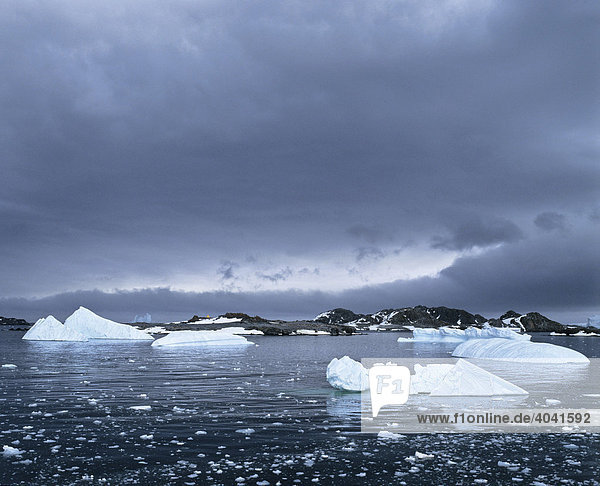 Eisberg,  Eisschollen treiben im Eismeer,  Antarktis