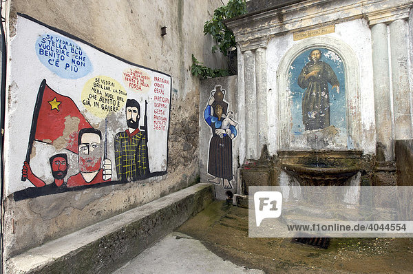 Murales politische Wandmalerei Orgosolo Sardinien Italien Europa