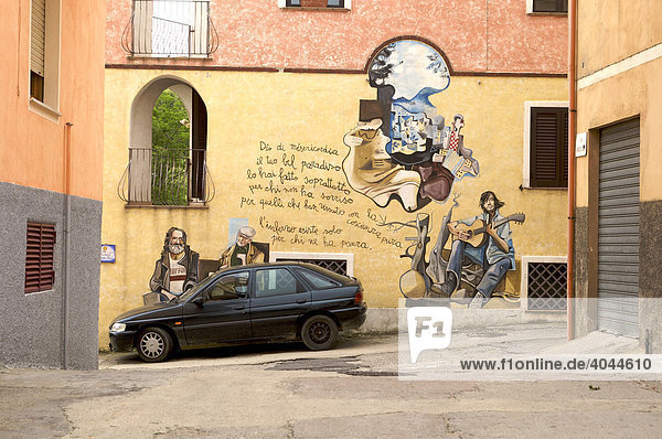 Murales  politische Wandmalerei  Orgosolo  Sardinien  Italien  Europa