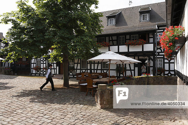 Romantic Hotel Neumuehle near Hammelburg  Rhoen  Lower Franconia  Bavaria  Germany  Europe