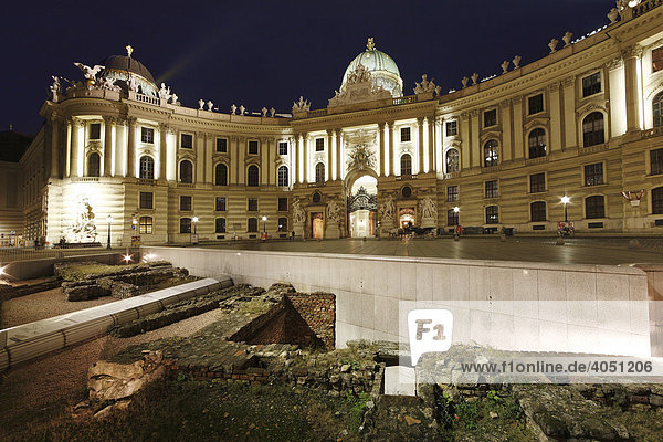 Archäologische Ausgrabungen am Michaelerplatz  Michaelertrakt von Alte Hofburg  Wien  Österreich  Europa