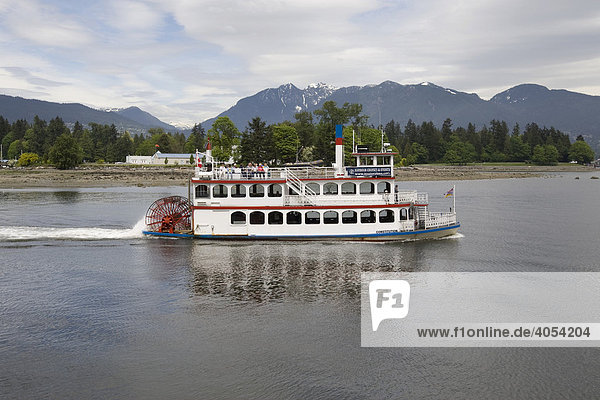 Old paddle steamer in front of Coral Harbour  Vancouver  British Columbia  Canada  North America