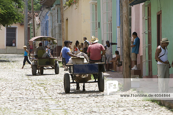 Horse carriage on a street  Trinidad  Sancti Spiritus province  Cuba  Latin America  America