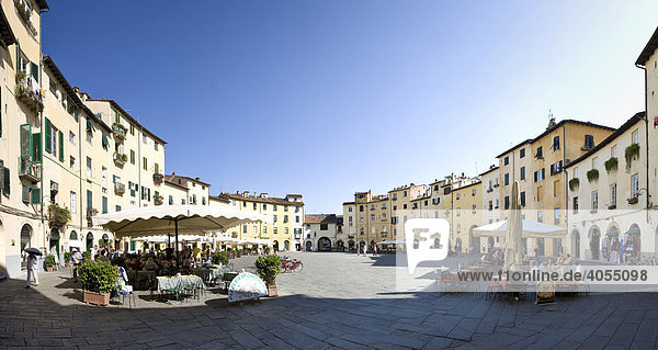 Piazza del Anfiteatro Square  Piazza Mercato Square  Amphitheatre  Lucca  Tuscany  Italy  Europe