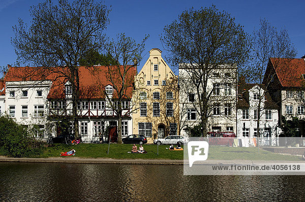 Das Gängeviertel am Wasser  Lübeck  Schleswig-Holstein  Deutschland  Europa