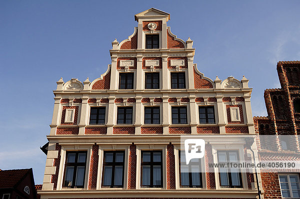 Fassade der Einhorn-Apotheke  Detail  Neoklassizismus  Lüneburg  Niedersachsen  Deutschland  Europa