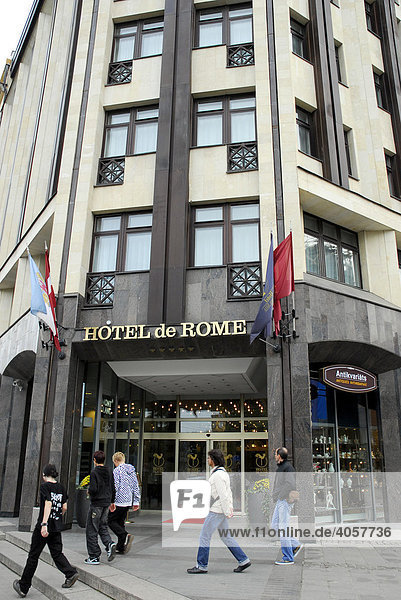 Entrance to Hotel de Rome on the outskirts of the historic town centre of Vecriga  Riga  Latvia  Baltic states  Northeastern Europe