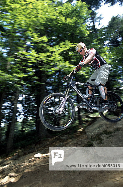 Mountainbiker  Geisskopf Bike Park  Bischofsmais  Bavaria  Germany  Europe