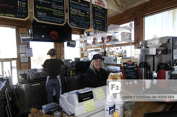 Ski fanatics in Guiseppes Restaurant  Black Iron Bowl in the ski region Telluride  Colorado  USA  North America