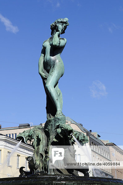 Sculpture of a woman  Havis Amanda fountain  Esplanade  Helsinki  Finland  Europe