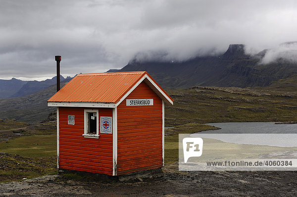 Notfallhütte Stefansbud auf der Strecke nach Öxi  Island  Europa