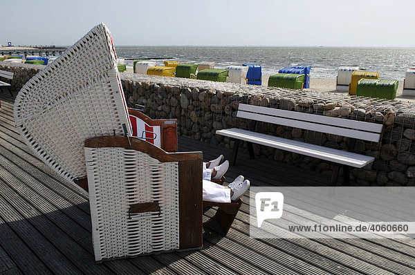 Pensioners  feet  beach chairs near Wyk  Foehr Island  North Frisia  North Sea  Schleswig-Holstein  Germany  Europe