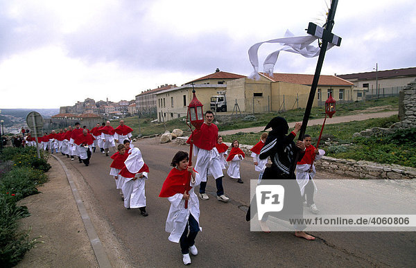 Catholic Easter procession with consecration of the cross  Bonifacio  Corsica  France  Europe