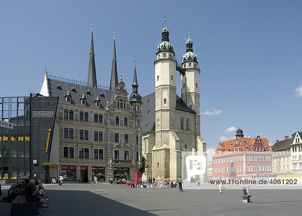 Marktplatz mit Marktkirche  Halle-Information  Halle/Saale  Sachsen-Anhalt  Deutschland  Europa