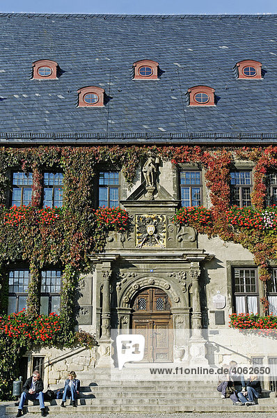 Rathaus der Stadt Quedlinburg  Weltkulturerbe der UNESCO  Sachsen-Anhalt  Deutschland  Europa