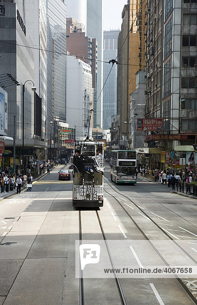 Straße  Verkehr  Hochhäuser  Central  Hongkong  China  Asien