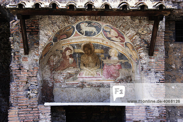 Urchristliche Malerei in Kapelle am Fuße des Musei Capitolini  Rom  Italien  Europa