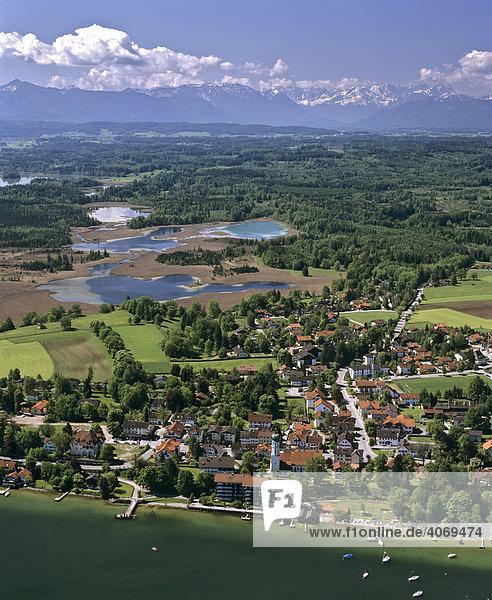 Seeshaupt am Starnberger See  Osterseen  Voralpenland  Wettersteingebirge  Oberbayern  Bayern  Deutschland  Europa  Luftbild