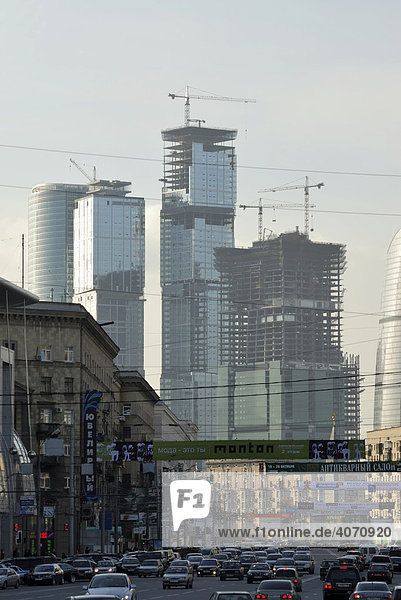 Blick auf den neuen Bezirk von Moskau  Moscow City  Moskau  Russland  Europa