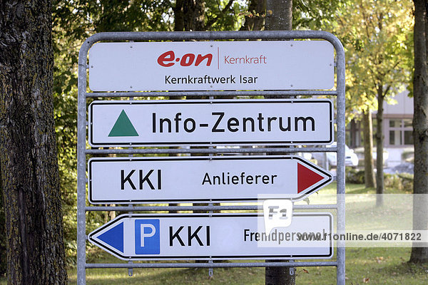 EON nuclear power station Isar II signage Essenbach Bavaria Germany Europe