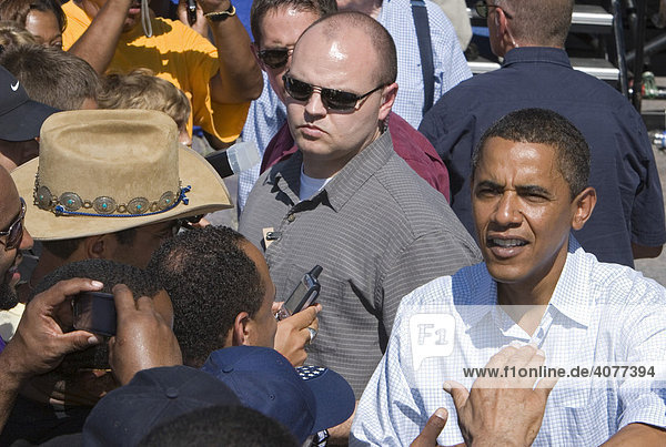 Barack Obama bei einer Labor Day Kundgebung während seiner Präsidentschaftskampagne  Detroit  Michigan  USA