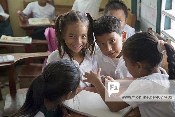 Students in a classroom at St. Peter's Elementary School  San Pedro  Belize  Central America