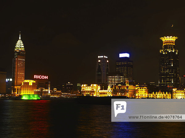 Skyline Bei Nacht Links Der Juche Turm Chuchie Turm Pjongjang Nordkorea Asien