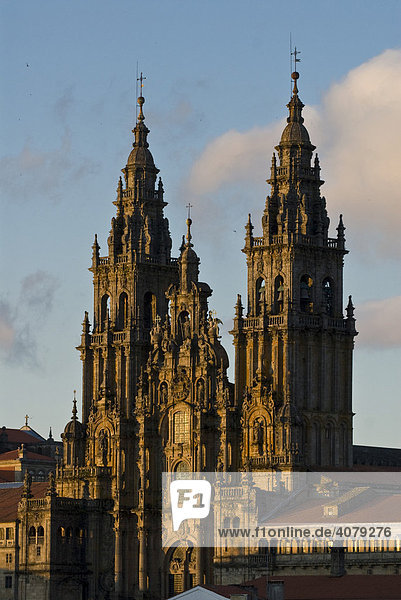 Catedral del Apostol Außenansicht  Sonnenuntergang  Santiago de Compostela  Spanien  Europa