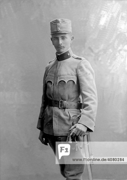 Historic photograph  young soldier wearing a uniform  around 1915