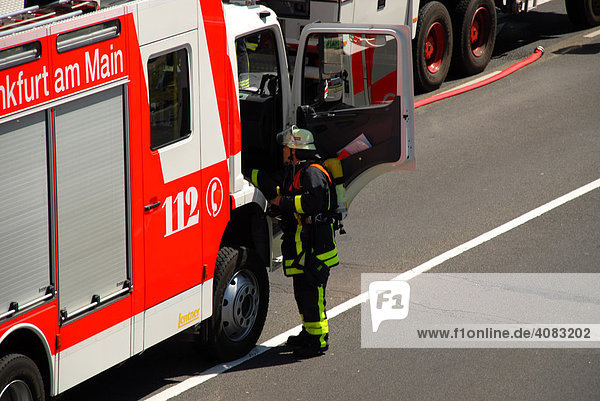 Fire brigade operation in Frankfurt am Main  Hesse  Germany