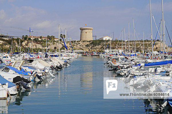 Wachturm  Yachthafen  El Campello  Alicante  Costa Blanca  Spanien