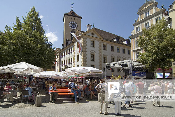 Regensburg Ratisbon Oberpfalz Bavaria Germany Buergerfest in the historic center