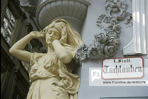Vienna Austria female bearer sculpture and stucco at an house from the period of promoterism