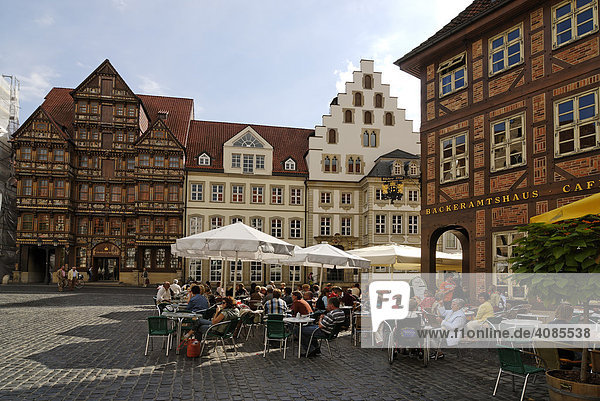 Hildesheim Niedersachsen Deutschland Fachwerkhäuser am Marktplatz