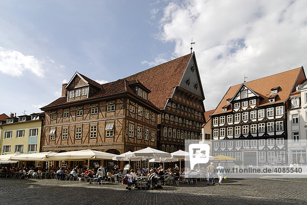 Hildesheim Lower Saxony Germany framework houses at the market place with the Knochenhauer Amtshaus