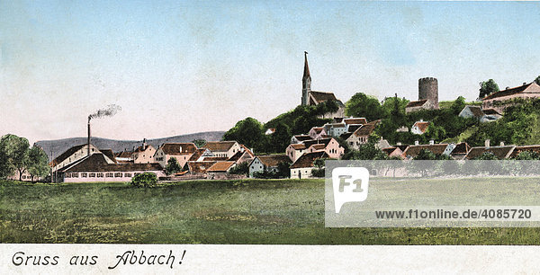 Historic postcard about 1900 Bad Abbach on the Danubia near Regensburg Lower Bavaria Germany