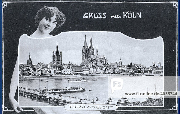 Historic postcard about 1900 Cologne on the Rhine Germany