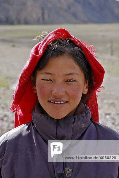 Tibeterin am Nam-Tsho-See  Tibet  Asien