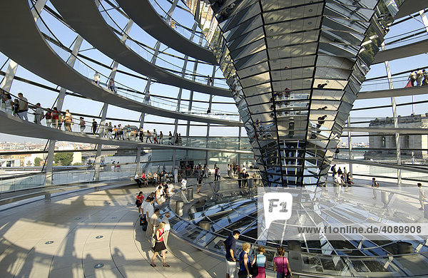 Interior of dome of building Reichstag Berlin Germany