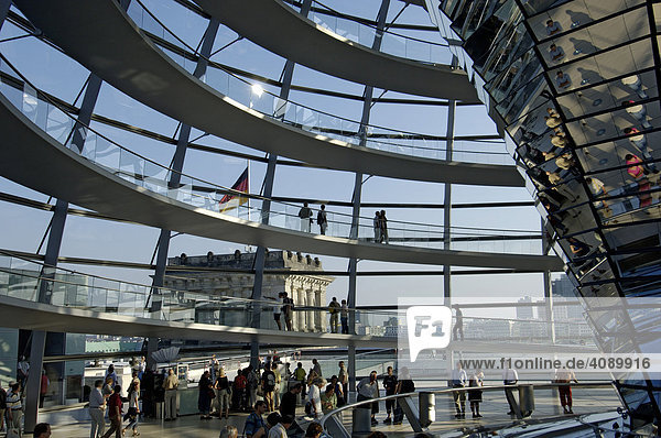 Interior of dome of building Reichstag Berlin Germany