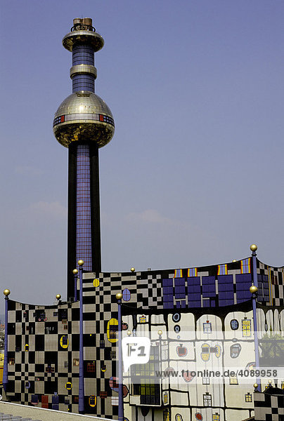 Power and heat supply station Spittelau designed by the artist Friedensreich Hundertwasser  Vienna  Austria