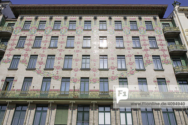 Housefronts decorated in art nouveau style in street Linke Wienzeile Vienna Austria